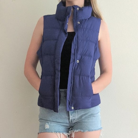 NWT Gap Women's Cobalt Blue Puffer Collared Quilted Down Vest Size Small - Picture 1 of 6